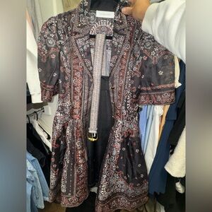 Paisley Print Short Sleeve Dress in Black and Red